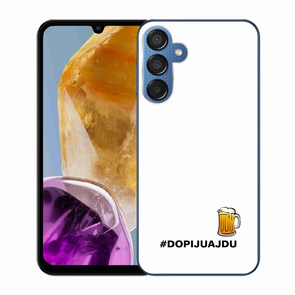 Gelový kryt mmCase na Samsung Galaxy M15 5G - pivní motiv 1 bílé pozadí