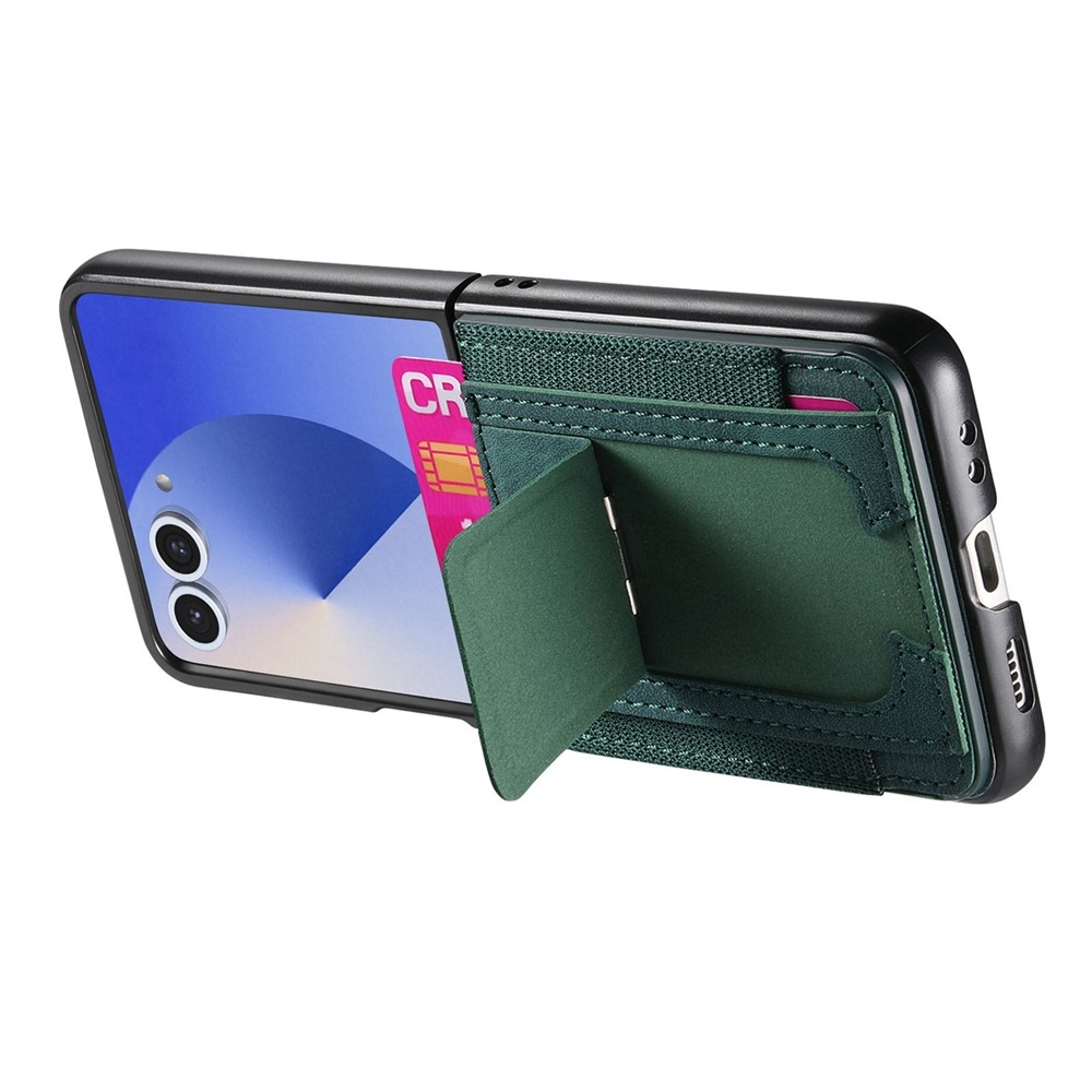 Luxurious plastový kryt s umělou kůží na Samsung Galaxy Z Flip7 5G - zelený