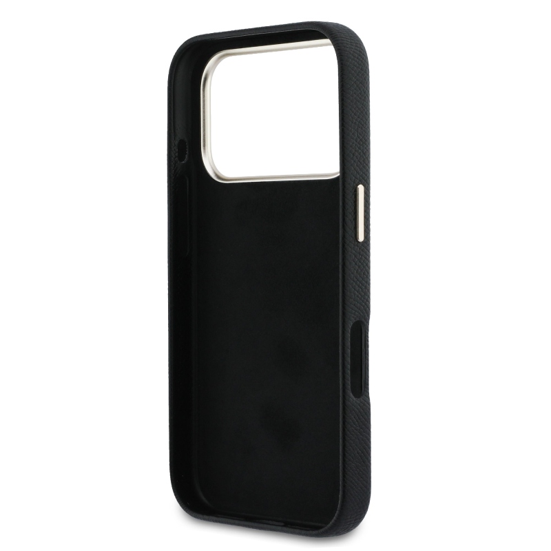 Guess PU Resin Logo Zadní Kryt pro iPhone 17 Pro Black