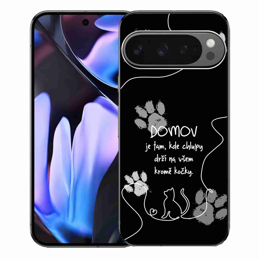 Gelový kryt mmCase na Google Pixel 9 Pro XL - kočičí motiv černé pozadí