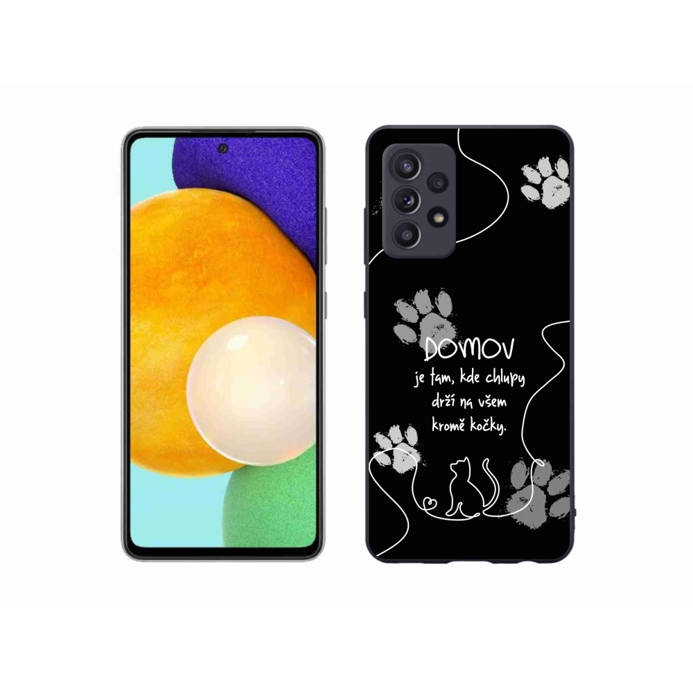 Gelový kryt mmCase na Samsung Galaxy A52/A52 5G - kočičí motiv černé pozadí