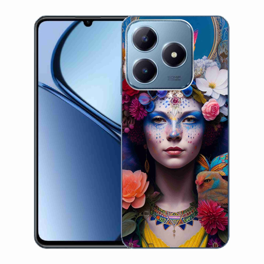 Gelový kryt mmCase na Realme C63 - žena s květinami