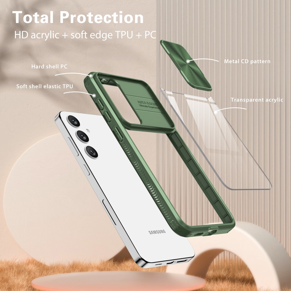 Backplate odolný kryt s krytkou fotoaparátu na Samsung Galaxy S25+ - zelený