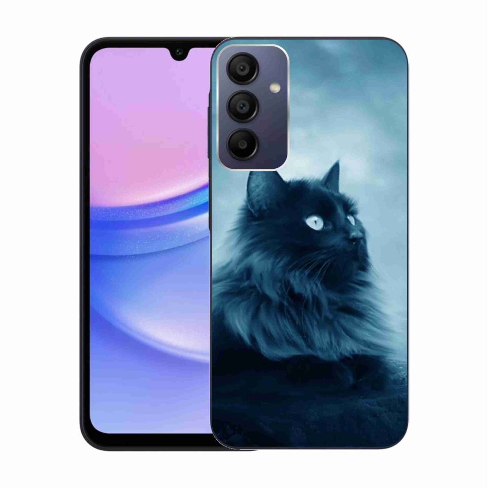 Gelový obal mmCase na Samsung Galaxy A15 4G/5G - černá kočka 1