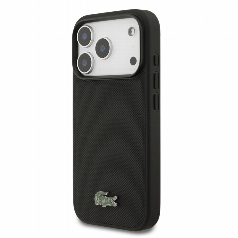 Lacoste PVC Iconic Petit Pique Metal Logo MagSafe Zadní Kryt pro iPhone 18 Pro Black