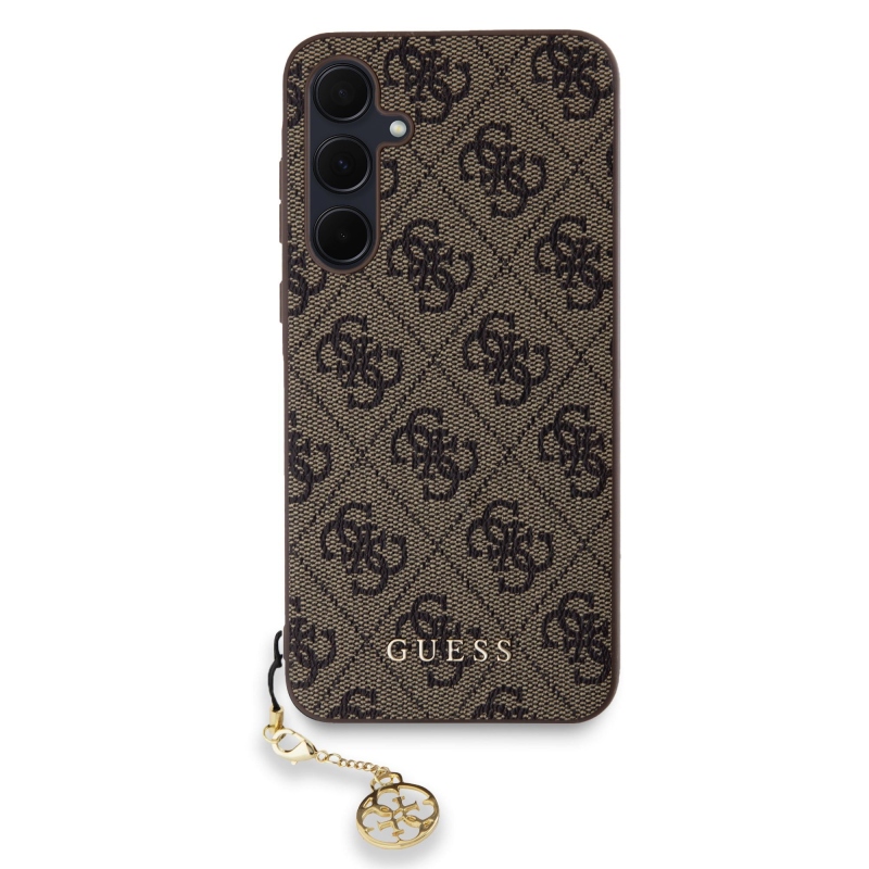 Guess 4G Charm Zadní Kryt pro Samsung Galaxy A35 5G Brown