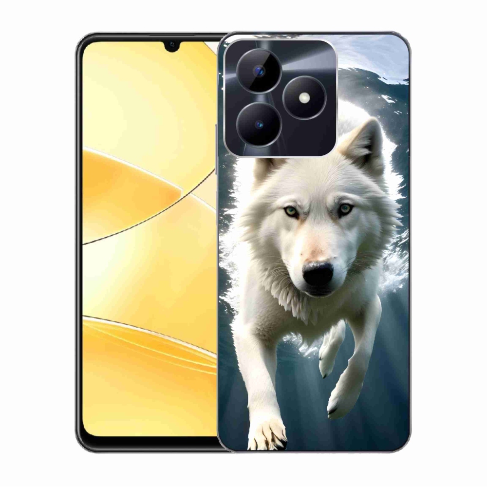 Gelový kryt mmCase na Realme C51/C53 - bílý vlk