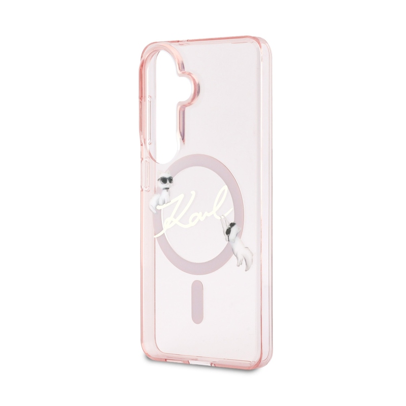 Karl Lagerfeld IML Choupette Karl Script Logo Magnetic Zadní Kryt pro Samsung Galaxy S26 Pink