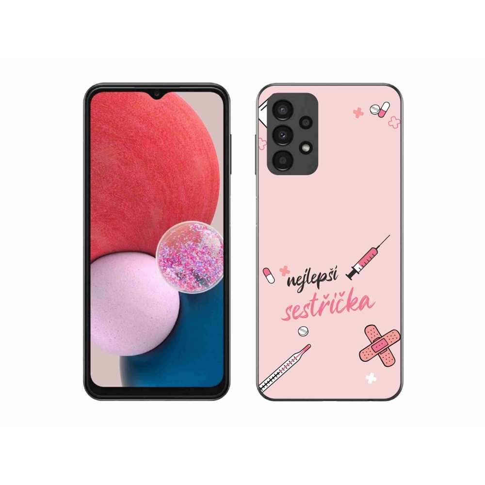 Gelový kryt mmCase na Samsung Galaxy A13 4G - nejlepší sestřička růžové pozadí