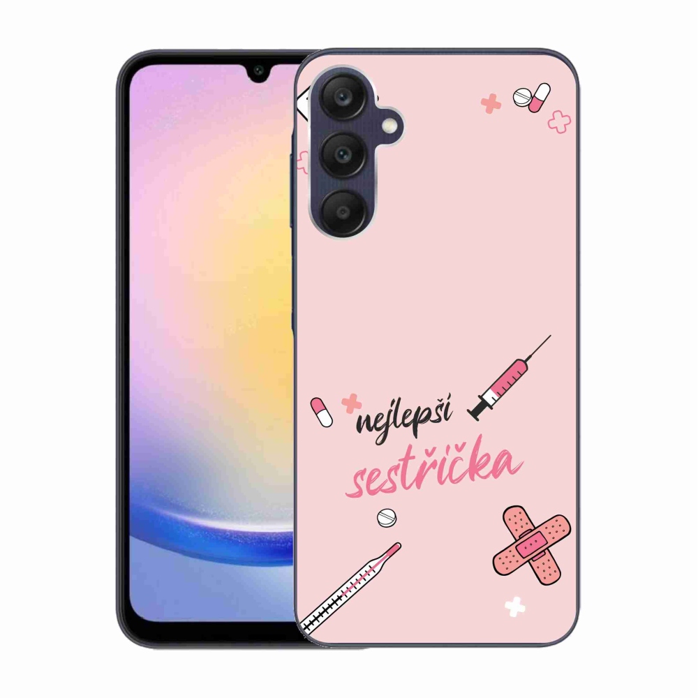 Gelový kryt mmCase na Samsung Galaxy A25 5G - nejlepší sestřička růžové pozadí