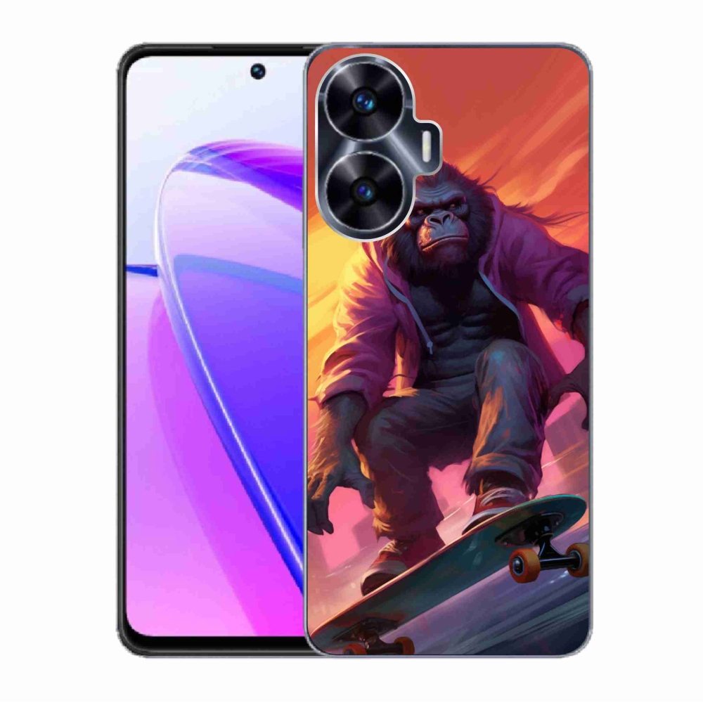 Gelový kryt mmCase na Realme C55 - gorila na skateboardu