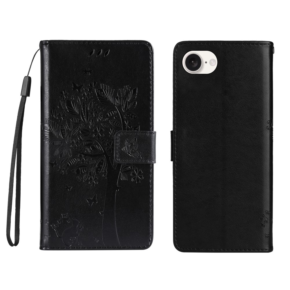 Trees knížkové pouzdro na iPhone 16e - černé
