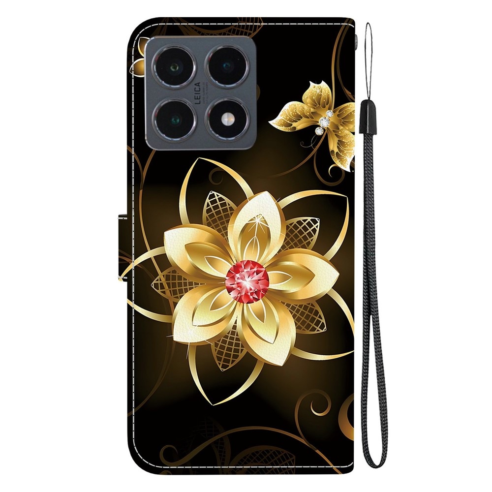 Versatile knížkové pouzdro na Xiaomi 15T - zlatý květ