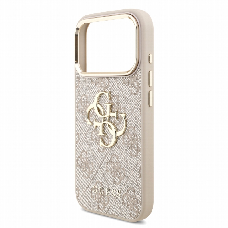 Guess PU 4G Metal Logo Strap Zadní Kryt pro iPhone 18 Pro Pink