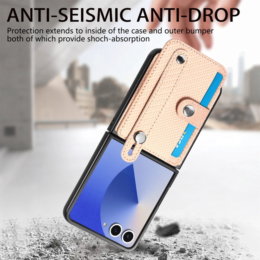 Wrisat plastový kryt s umělou kůží na Samsung Galaxy Z Flip7 5G - khaki