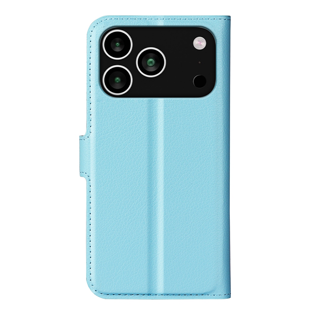 Litchi knížkové pouzdro na iPhone 17 Pro - modrý