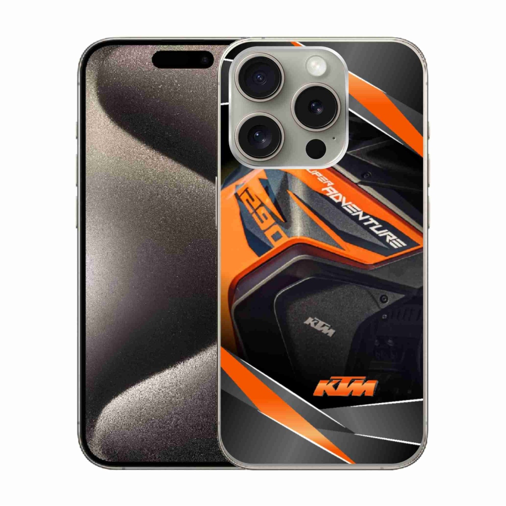 Gelový kryt mmCase na iPhone 15 Pro - motorka ktm
