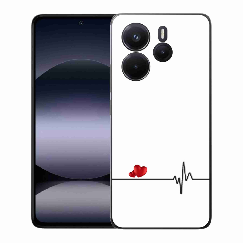 Gelový kryt mmCase na Xiaomi Redmi Note 14 - srdce a tep bílé pozadí