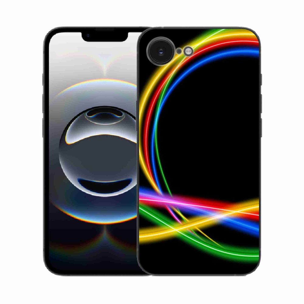 Gelový kryt mmCase na iPhone 16e - neonové kruhy