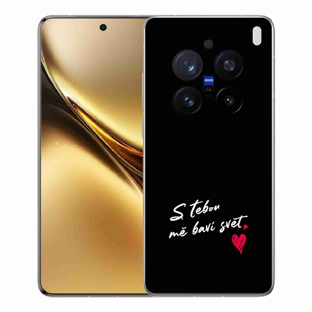 Gelový kryt mmCase na Vivo X200 Pro 5G - zamilovaný text 1 černé pozadí