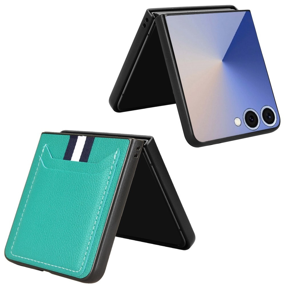 Combi plastový kryt s umělou kůží na Samsung Galaxy Z Flip7 5G - zelený