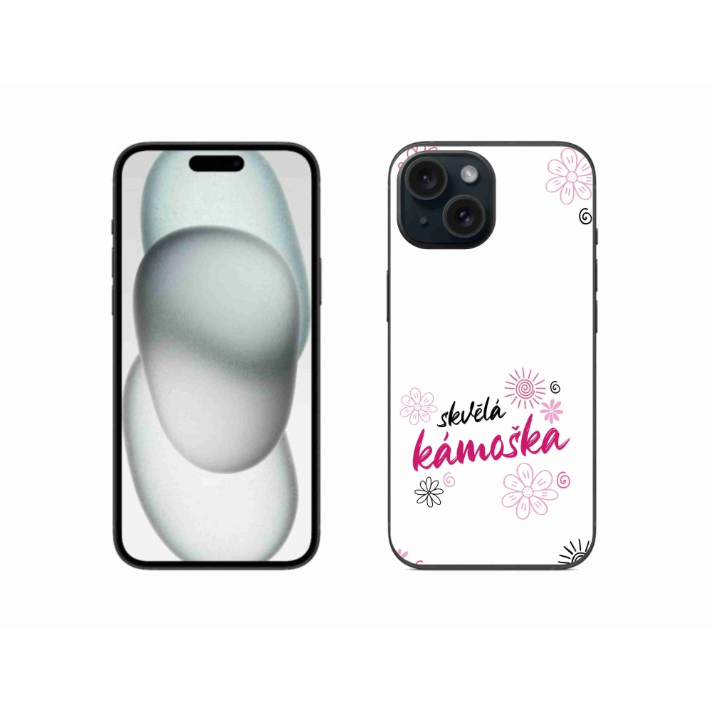 Gelový kryt mmCase na iPhone 15 - skvělá kámoška bílé pozadí