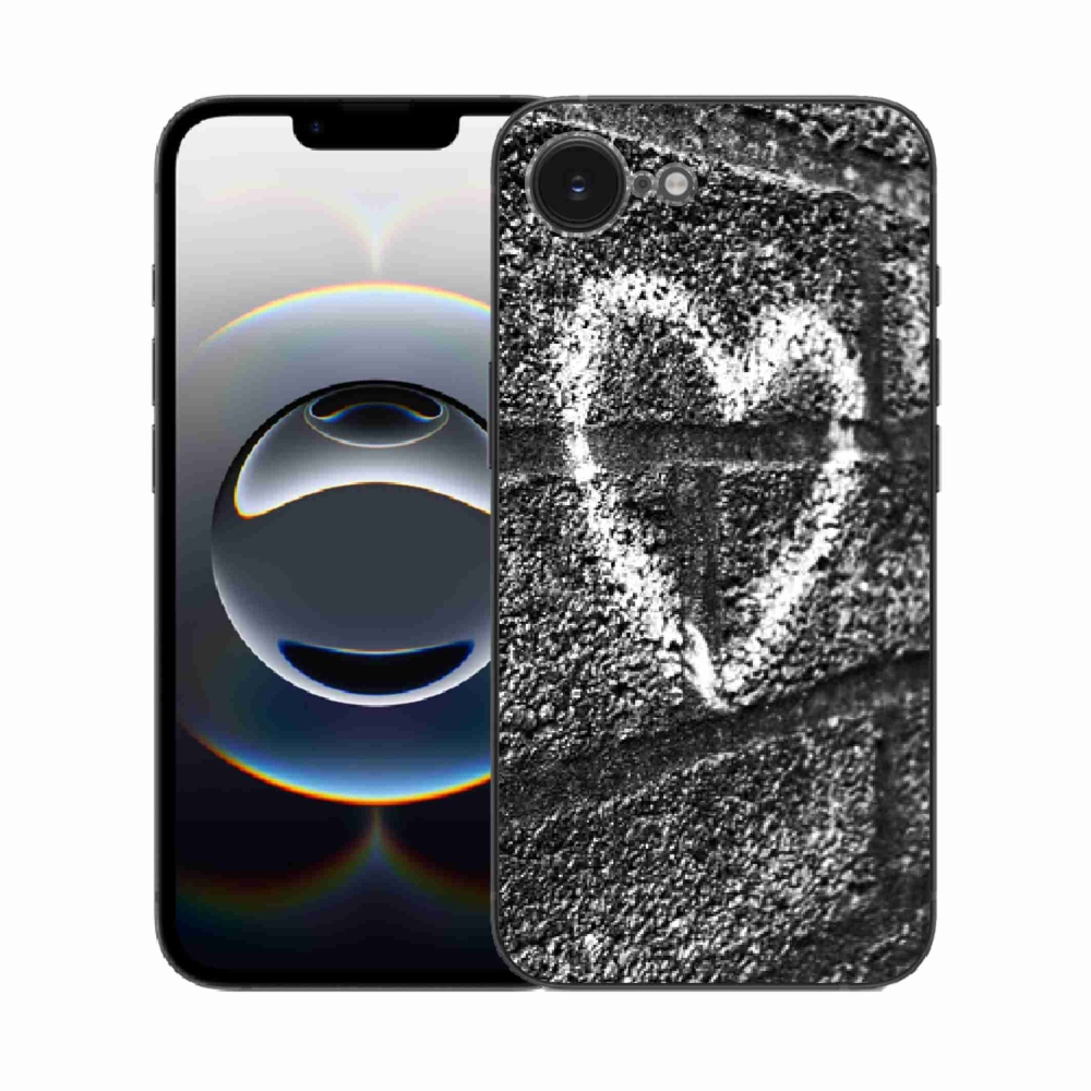 Gelový kryt mmCase na iPhone 16e - srdce na zdi