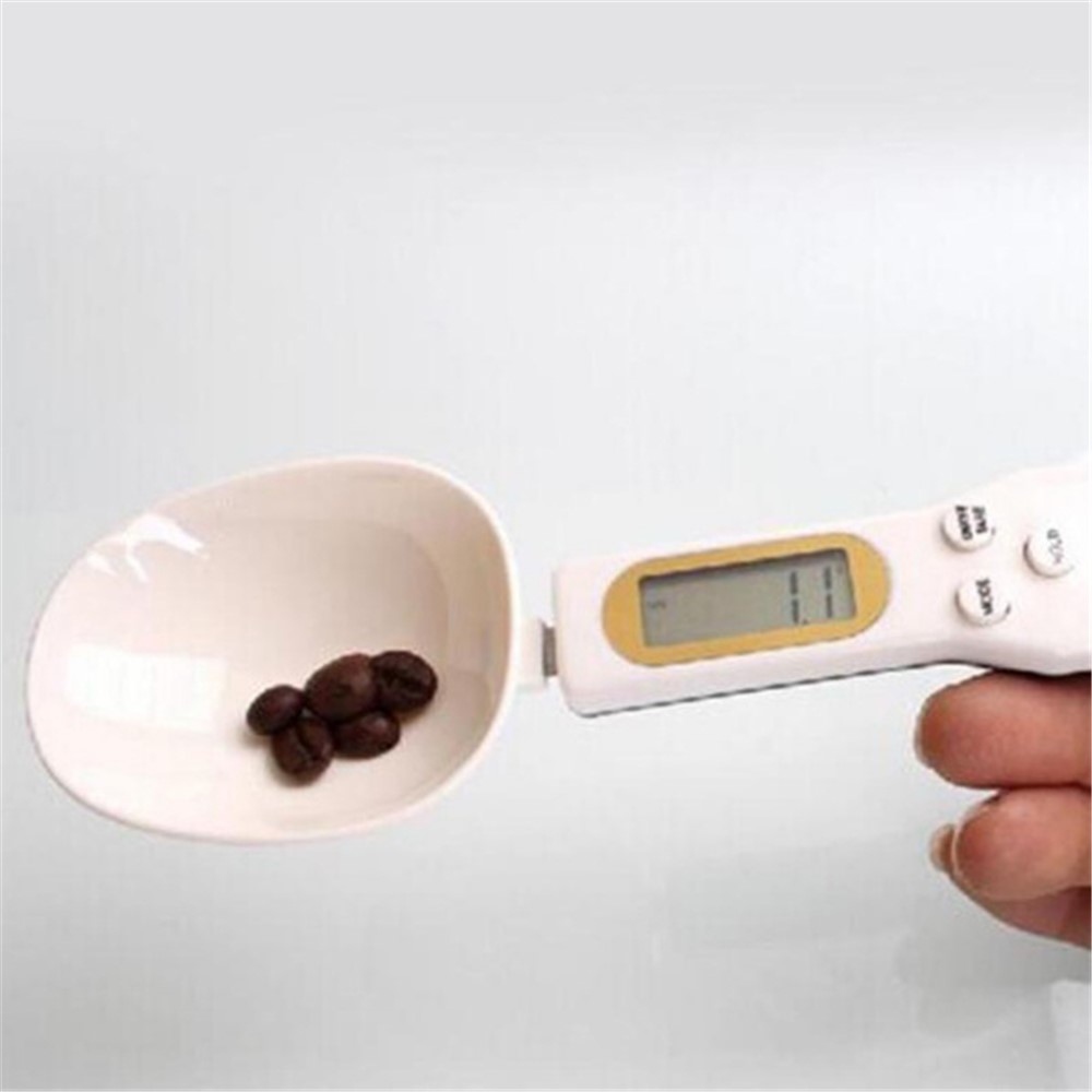 Odměrná elektronická lžíce s displejem pro vážení do 500 g - bílá