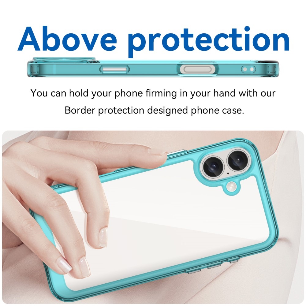 Gelový obal s pevnými zády na iPhone 16 - světlemodrý