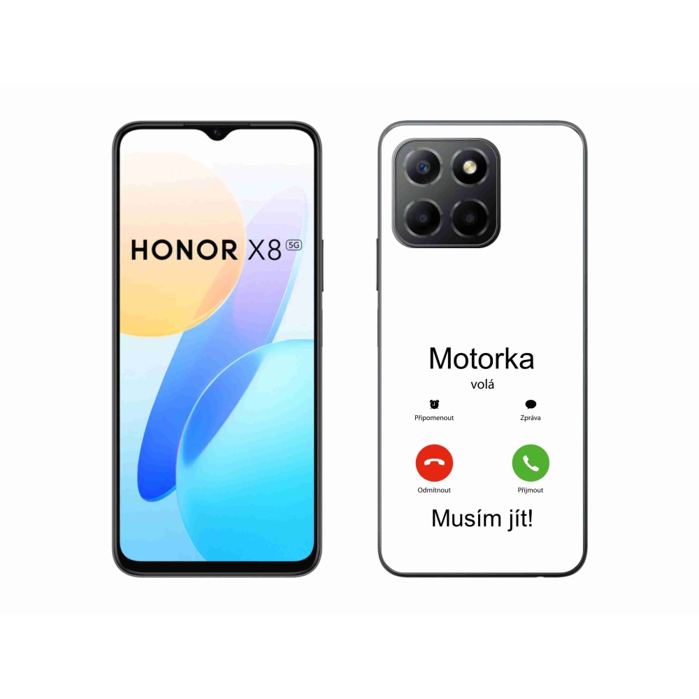 Gelový kryt mmCase na Honor X8 5G/Honor 70 Lite 5G - motorka volá bílé pozadí