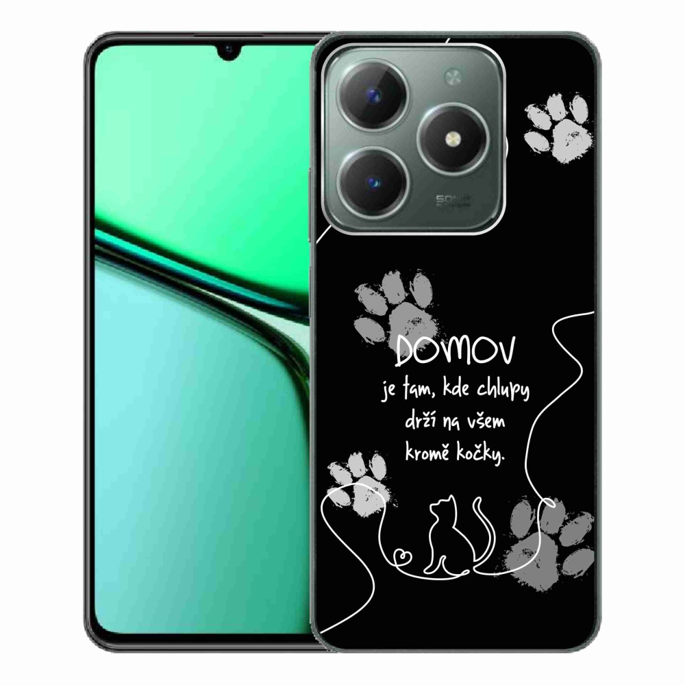 Gelový kryt mmCase na Realme C61 - kočičí motiv černé pozadí