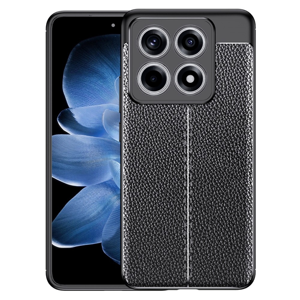 Litchi odolný gelový obal na Xiaomi 14T - černý