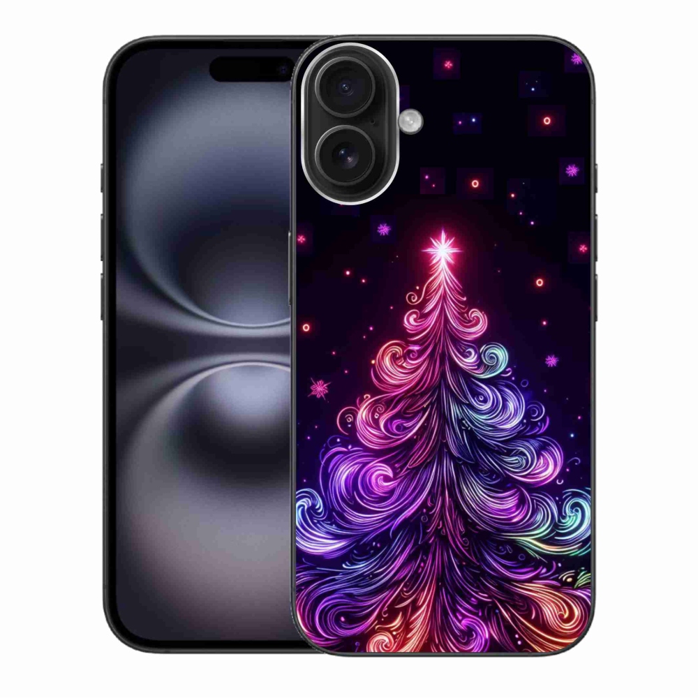 Gelový kryt mmCase na iPhone 16 Plus - neonový vánoční stromek 1
