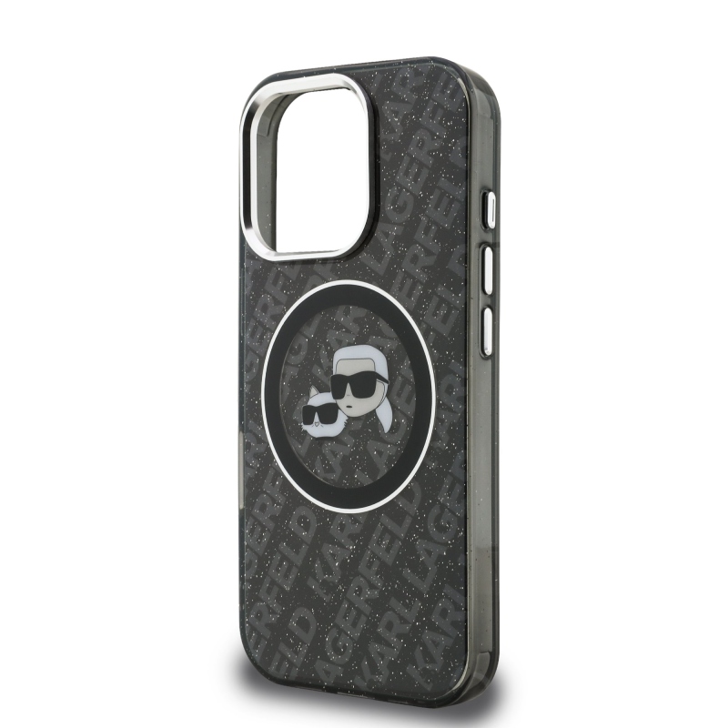 Karl Lagerfeld IML K&CH Heads Repeated Logo MagSafe Zadní Kryt pro iPhone 16 Pro Black