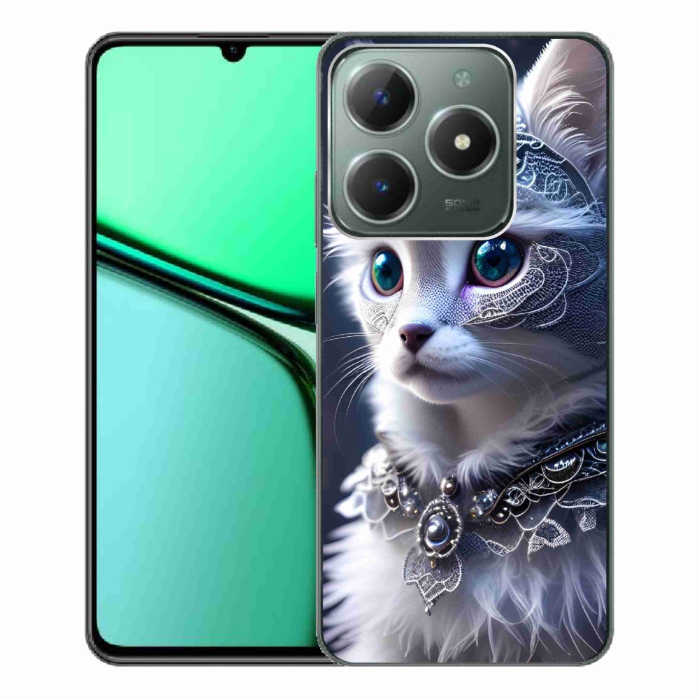 Gelový kryt mmCase na Realme C61 - bílá kočka