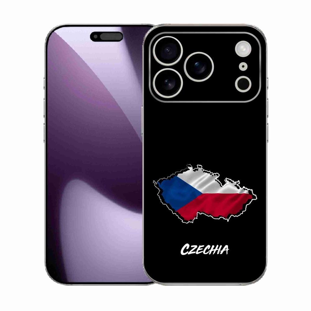 Gelový kryt mmCase na iPhone 17 Pro - Czechia černé pozadí