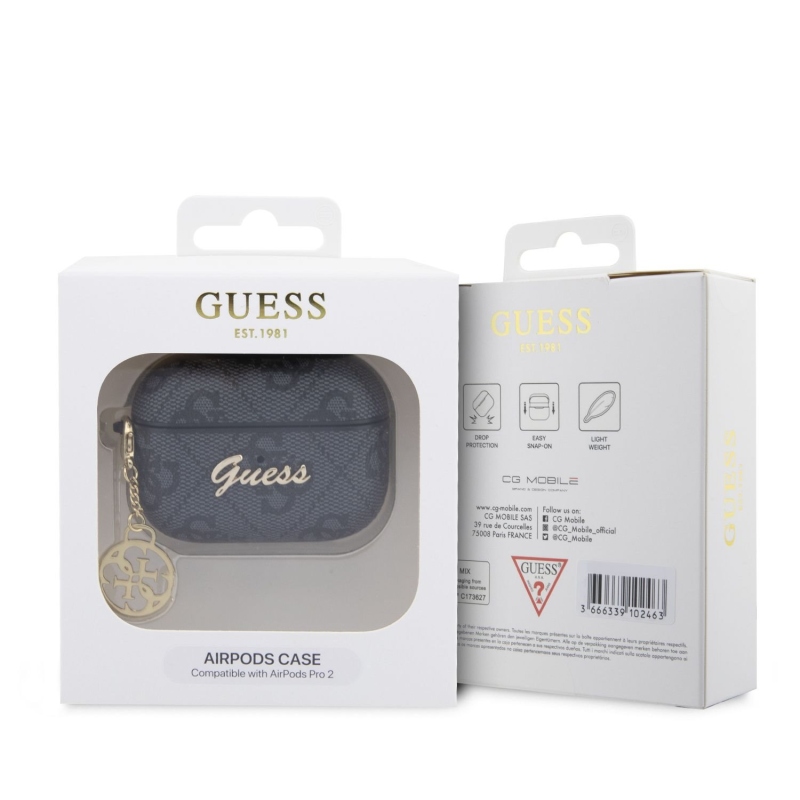 Guess 4G Script PC/PU Charms Pouzdro pro AirPods Pro 2 Grey