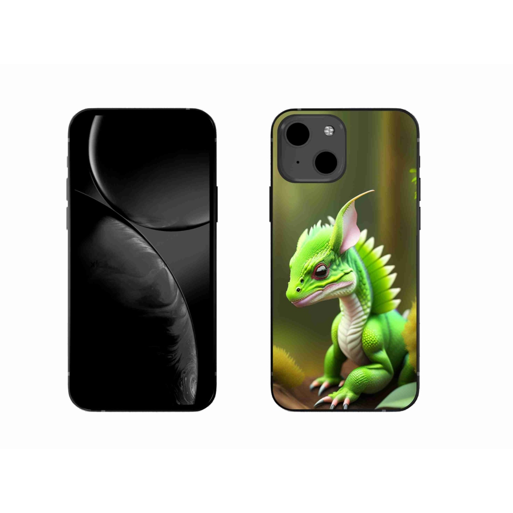 Gelový kryt mmCase na iPhone 13 - zelený dráček