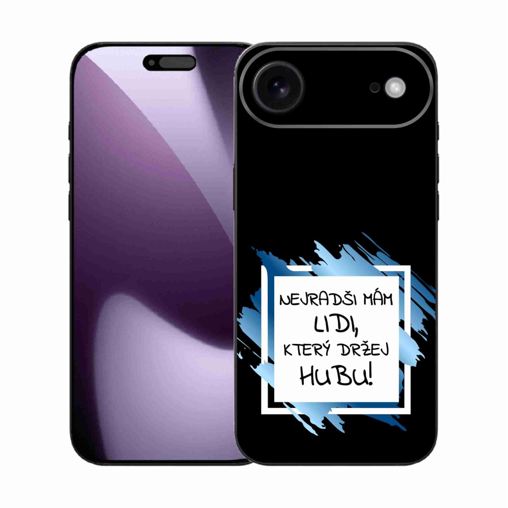 Gelový kryt mmCase na iPhone 17 Air - vtipný text 7 bíločerné pozadí