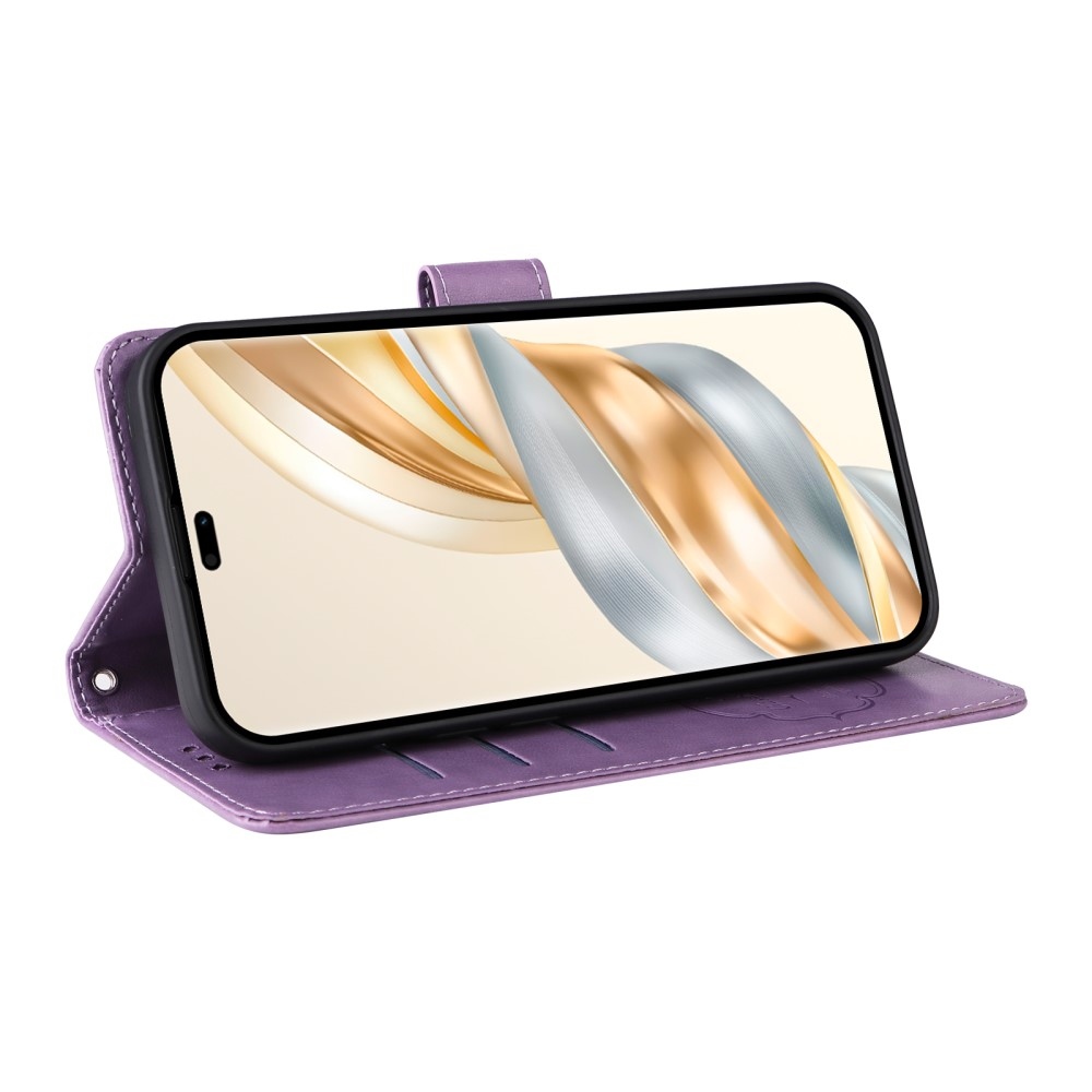 Flowery knížkové pouzdro na Honor Magic 7 Lite 5G - fialové