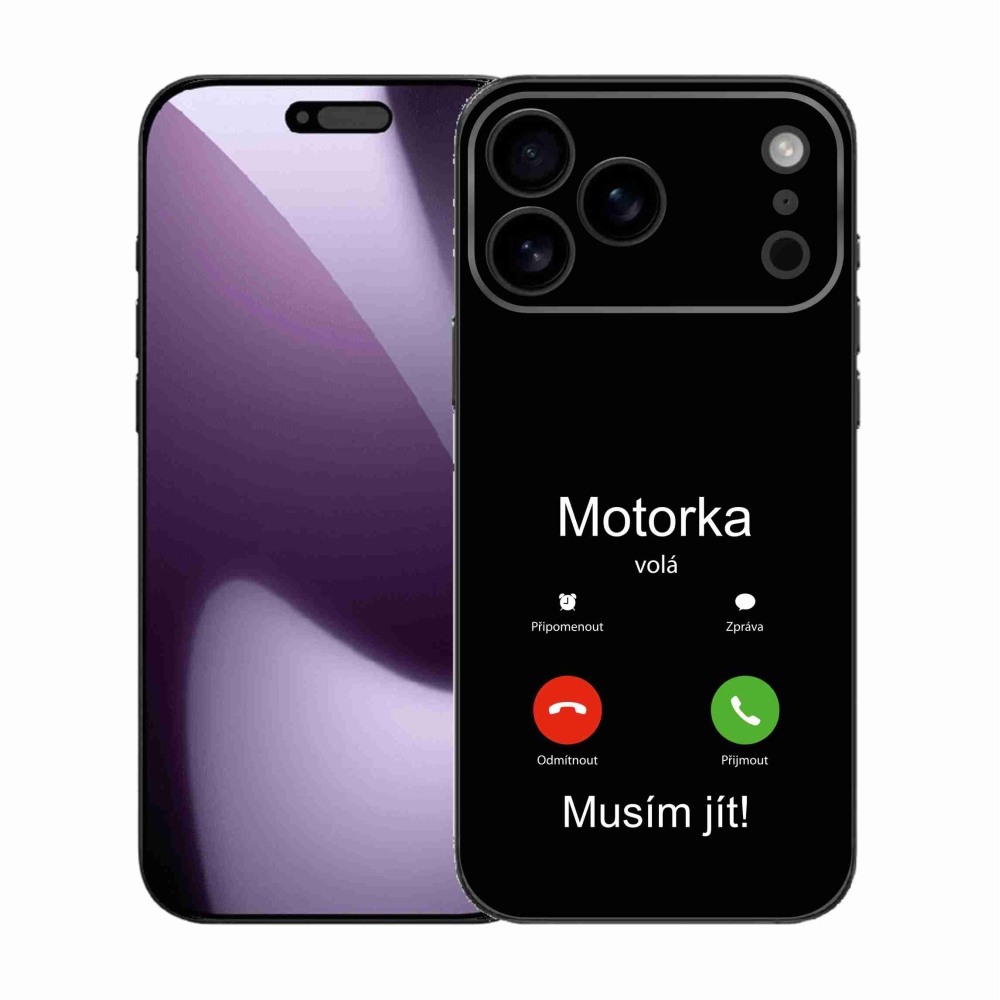 Gelový kryt mmCase na iPhone 17 Pro Max - motorka volá černé pozadí