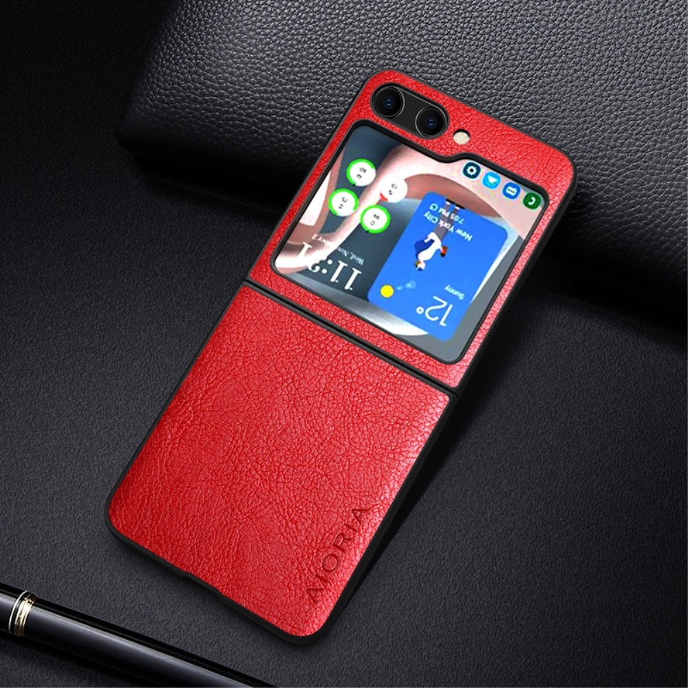 AIORIA plastový kryt s PU kůží na Samsung Galaxy Z Flip5 5G - červený