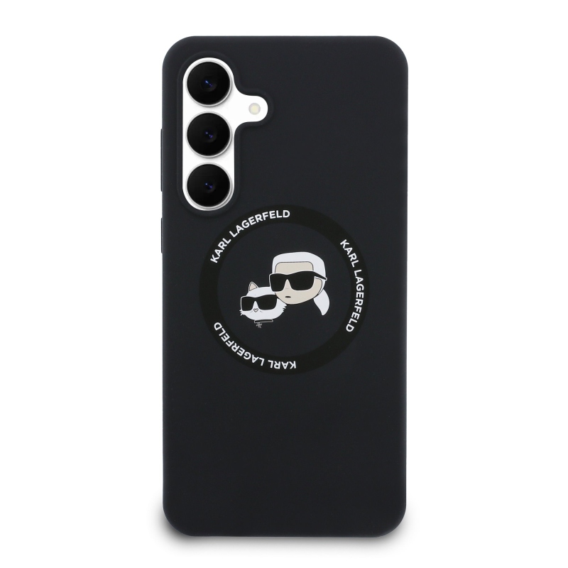 Karl Lagerfeld Liquid Silicone K&CH Heads MagSafe Zadní Kryt pro Samsung Galaxy S25 FE Black