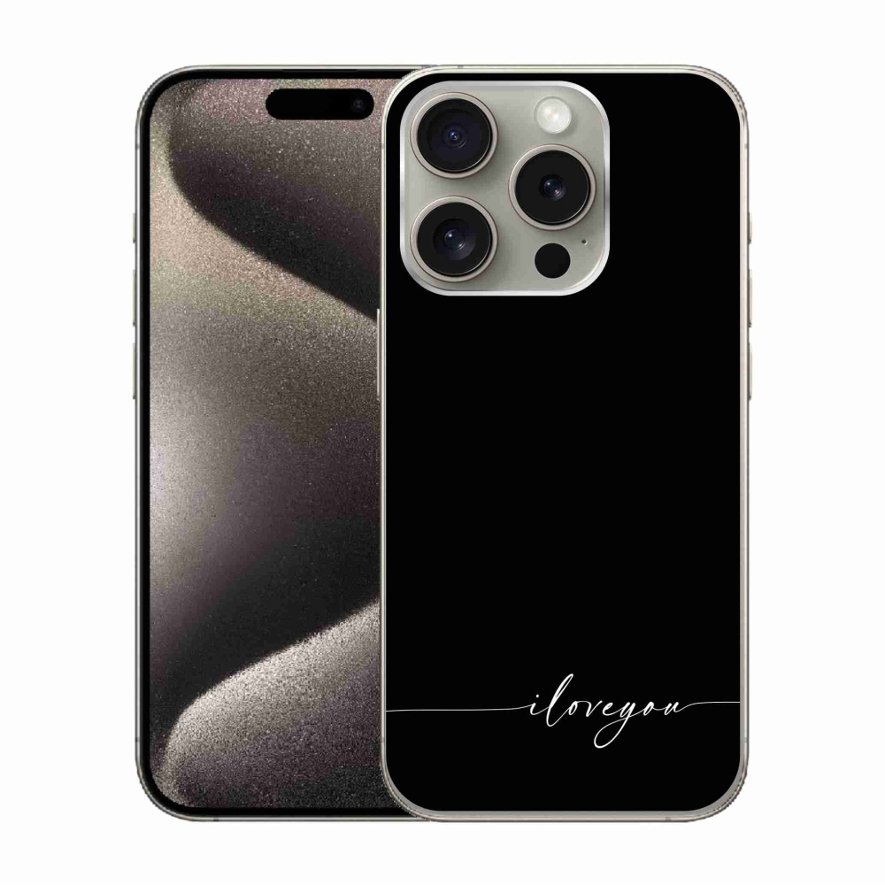 Gelový kryt mmCase na iPhone 15 Pro - I love you černé pozadí