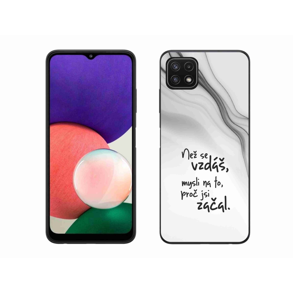 Gelový kryt mmCase na Samsung Galaxy A22 5G - citát 2 bílé pozadí