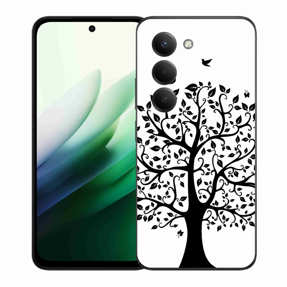 Gelový kryt mmCase na Xiaomi Redmi 15 5G (169mm) - černobílý strom