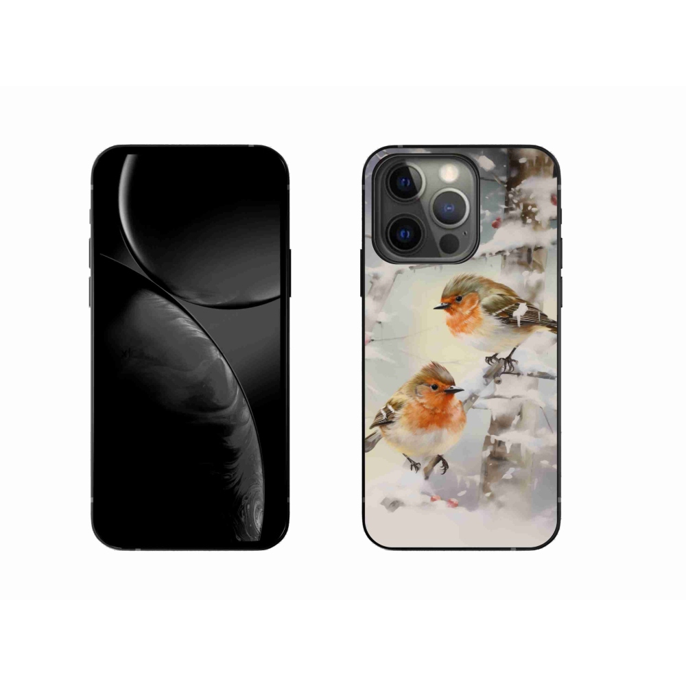 Gelový kryt mmCase na iPhone 13 Pro - ptáčci v zimě