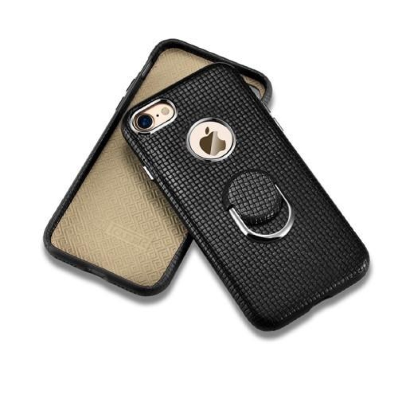 ZOOM gelový obal se zády z pravé kůže na iPhone 8 a iPhone 7 - černý