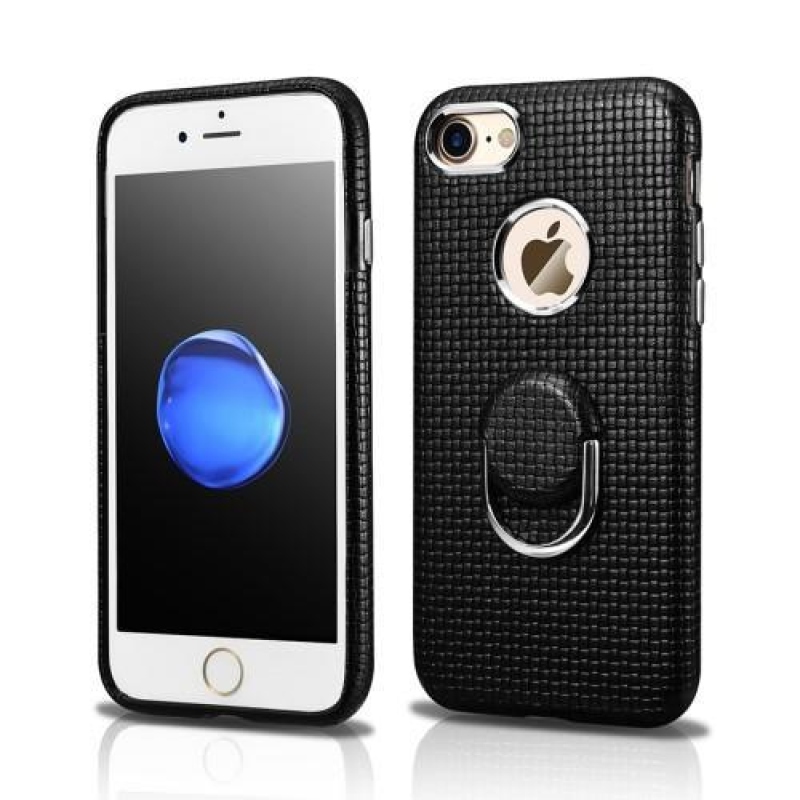 ZOOM gelový obal se zády z pravé kůže na iPhone 8 a iPhone 7 - černý