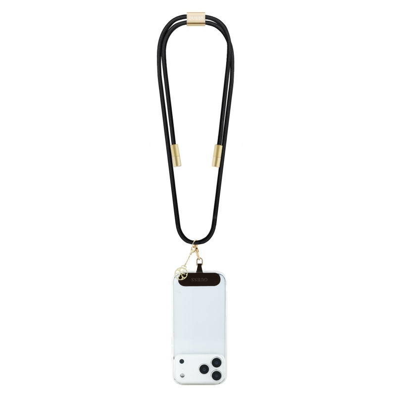 Guess Crossbody Popruh 4G Charm s Nabíjecím Kabelem USB-C/USB-C Black
